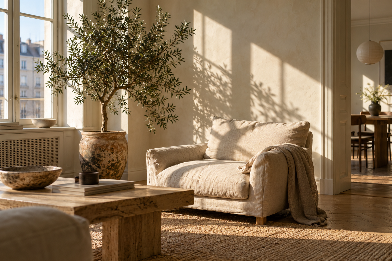 A peaceful sunlit space with plants